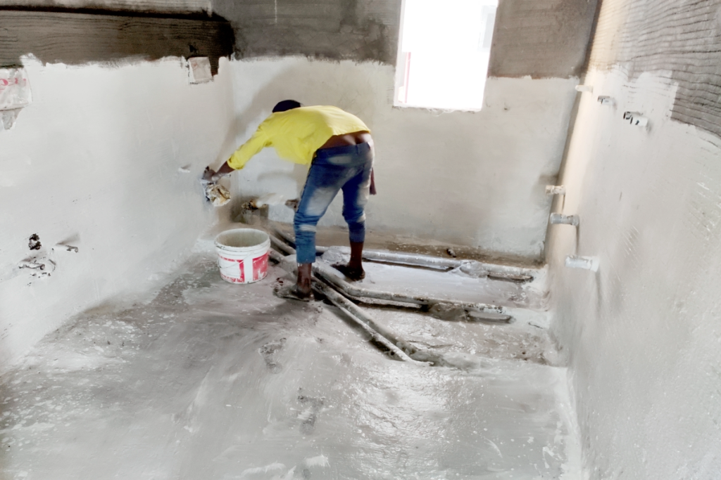 bathroom waterproofing work to stop leakage and tile seepage