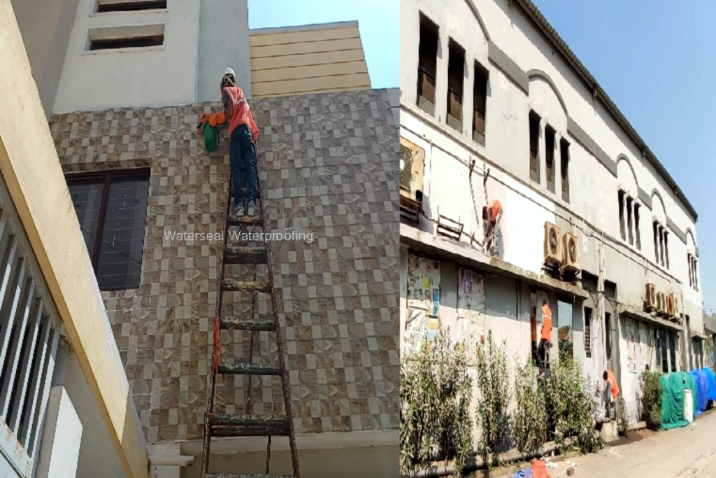 Exterior wall waterproofing for Damp Wall Causes protecting building from rainwater seepage and cracks