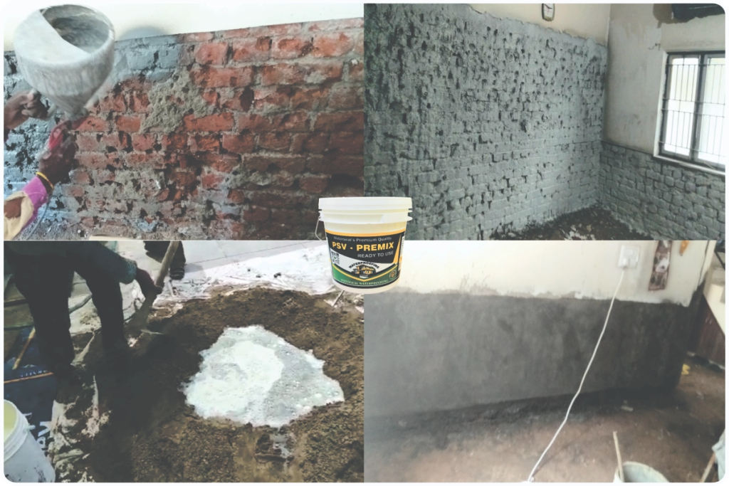 Interior wall waterproofing for Damp Wall Causes showing repair of peeling paint and moisture damage