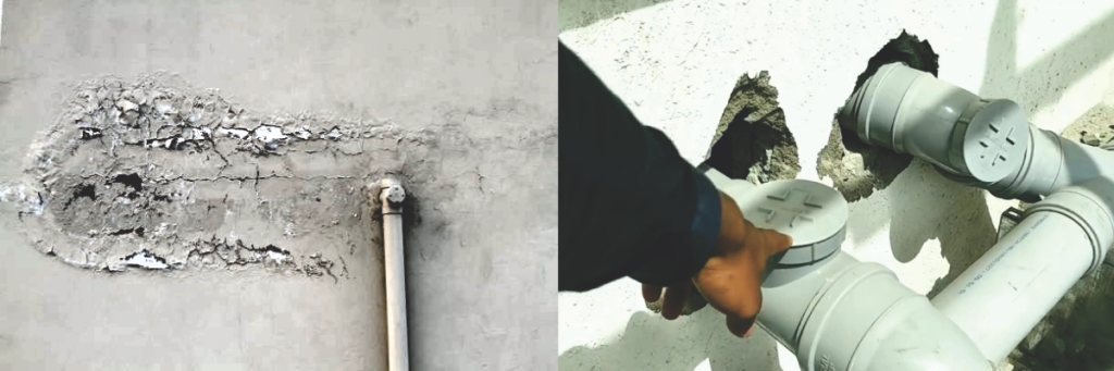 Loose or damaged bathroom pipe joints causing water leakage issues